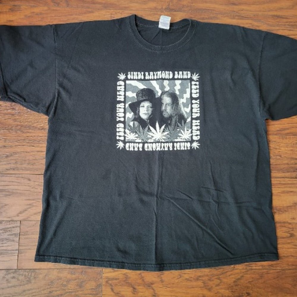 SINDI RAYMOND BAND Feed Your Head White Rabbit Pot Leaf Shirt sz 2X EUC Music